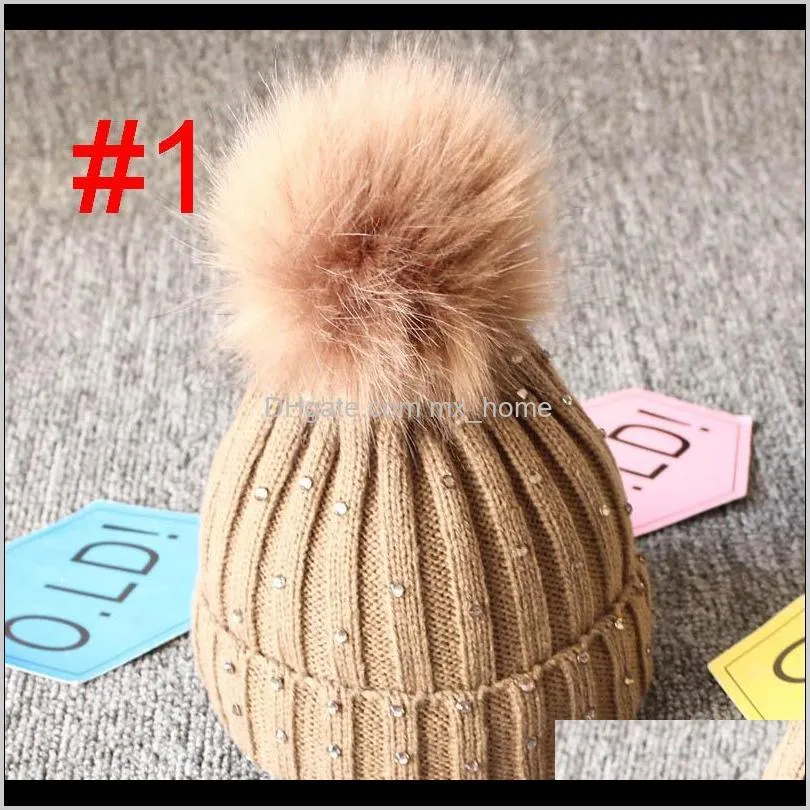 cute infant baby knit cap baby girls crochet hats kids designer sequins fur pompom solid caps outdoor slouchy beanies toddler baby