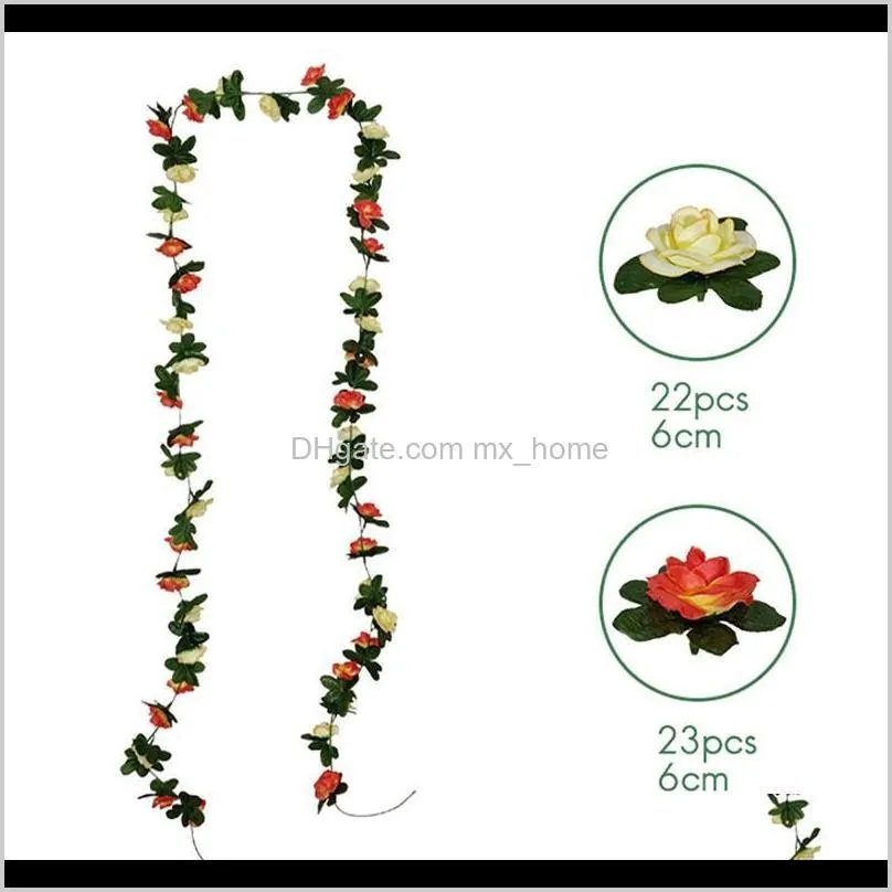 5pcs artificial rose vine, wedding backdrop arch wall decor, fake hanging plant ivy for table festival party decor decorative flowers &