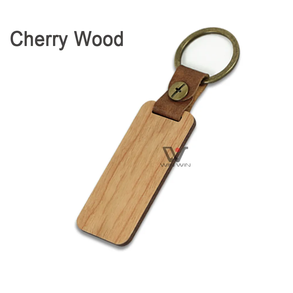 Promoção Lembranças Presente Córrego Couro Keychain Walnut Maple Em Branco Madeira Laser Corte Chaveiros Natal 2021 presentes