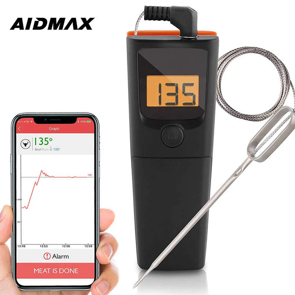 AidMax Minix1 Digitale Bluetooth Vlees Thermometer Smart Draadloze Keuken Afstandsbediening Instant Lees BBQ-temperatuursonde voor Grill 210719