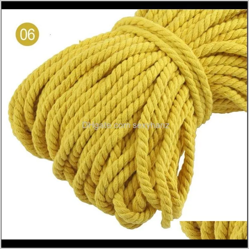 5mm colorful twine diy accessories macrame twisted round cotton cord cotton rope for wall hanging 100yards1