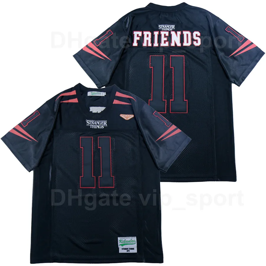 Men Football Stranger Things 11 Friends Jersey Breathable Pure Cotton All Ed and Sewn on Team Color Black Sport High Quality Sale