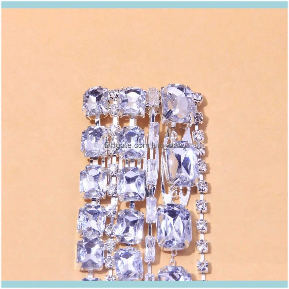 2021 Exaggerated Rhinestone Tassel Chain Combs Wedding Accessories for Girl Luxury Crystal Hair Clips Headband Jewelry