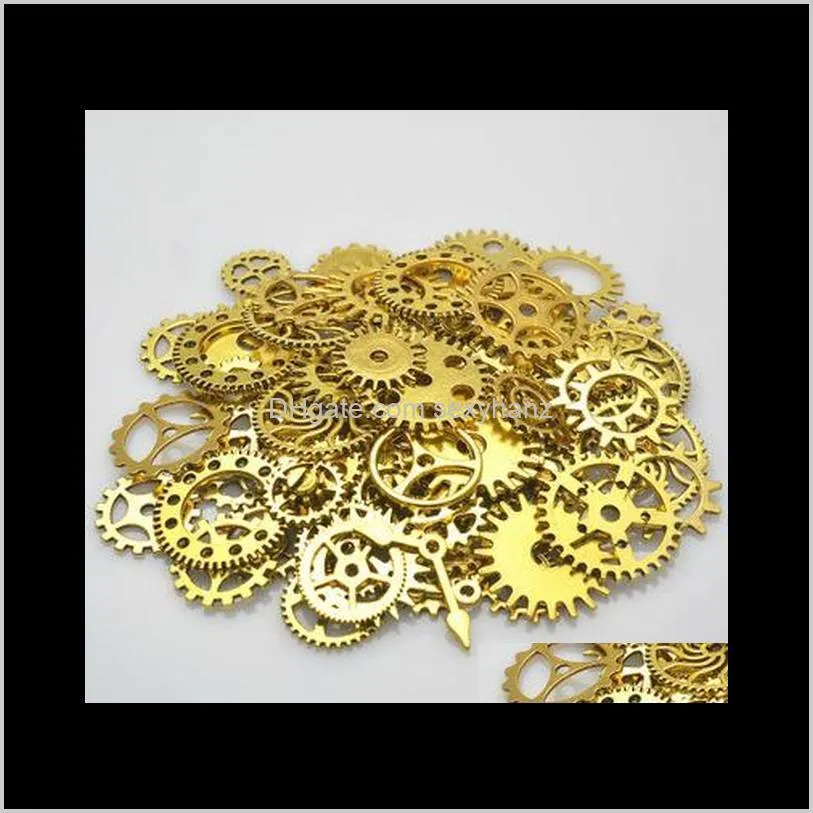 100g mix alloy steampunk gears diy jewelry accessories gears cog wheel charms pendant fit bracelet accessories jewelry making 