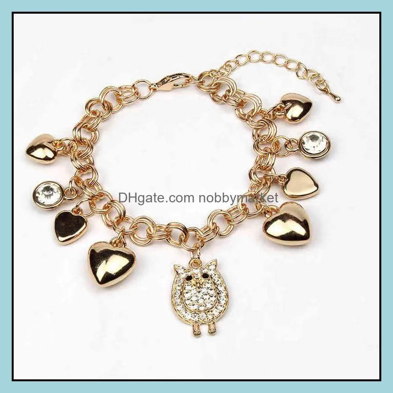 DIY animal insect Bracelet Fashion Gold peach heart O-shaped crystal bracelet female jewelry