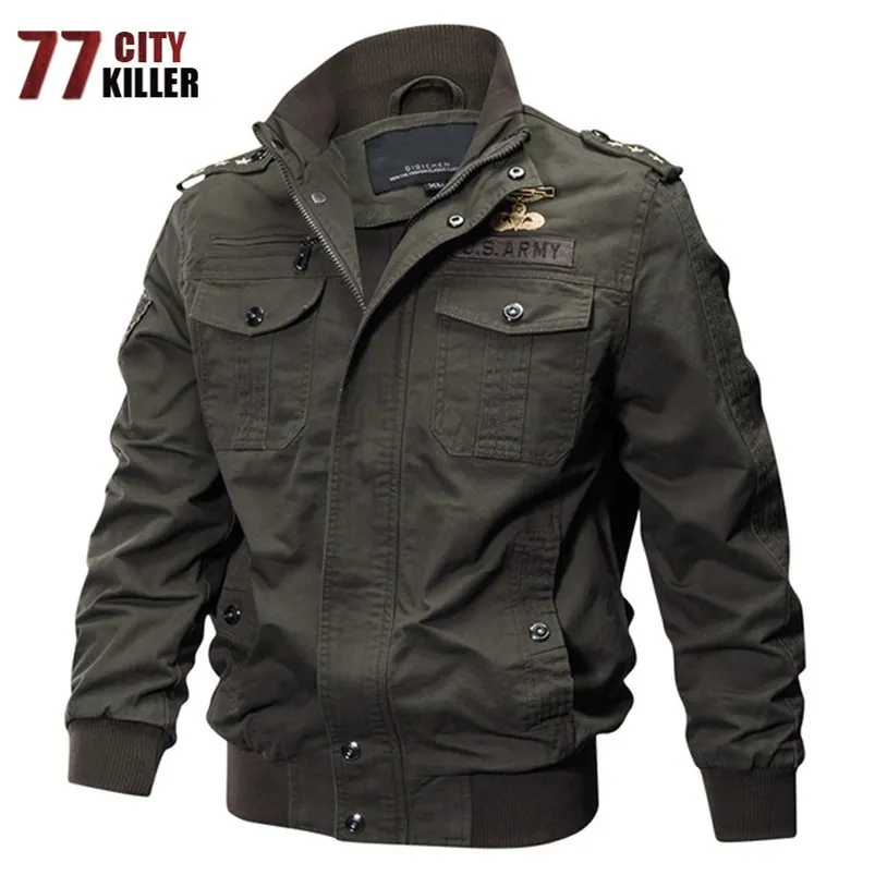 77city assassino piloto militar casacos homens Bomber algodão casaco tático jaqueta exército masculino casual força aérea voo jaqueta tamanho M-6XL 210819