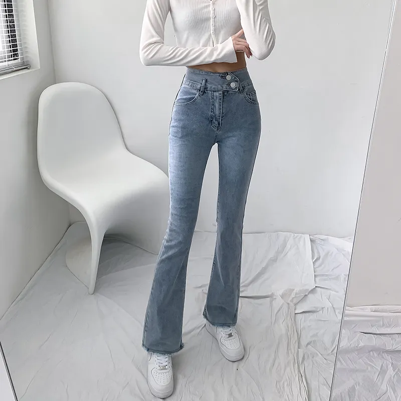 Jeans Frauen Feste Blaue Sexy Slimhigh Taille Jean Einfache Damen Voller Länge Mom Cowboy Denim Ausgestelltes Hosen Mujer Herbst kleidung