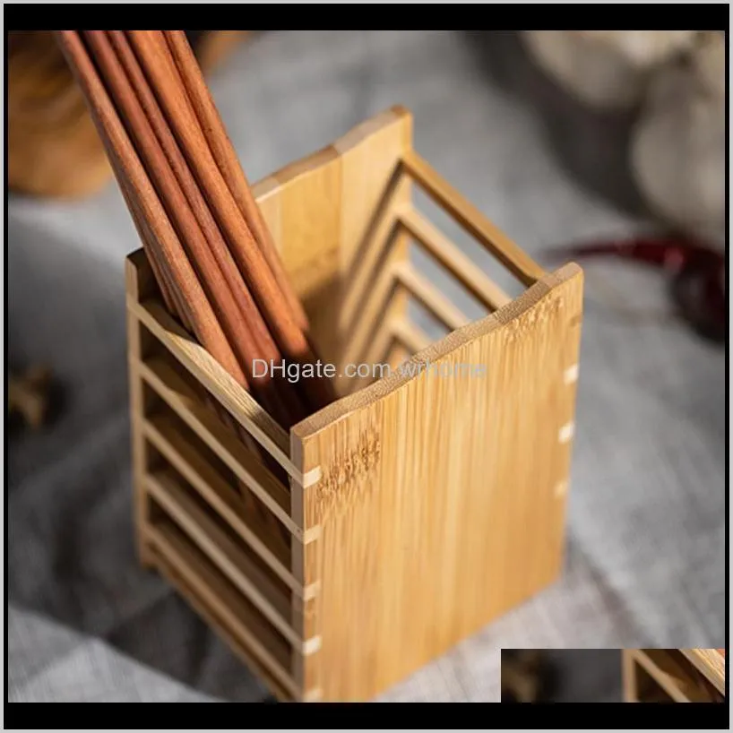 1pc kitchen utensil holder countertop organizer bamboo chopsticks storage box bottles & jars