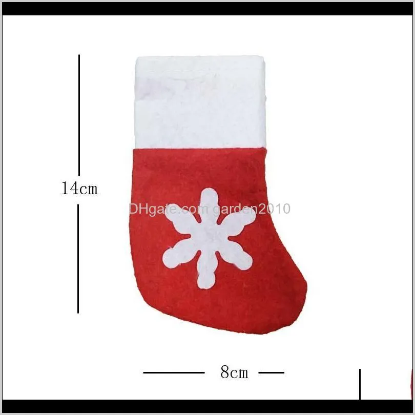 mini christmas stocking snow design xmas cute home decorations christmas socks christmas gifts bag spoons forks bag