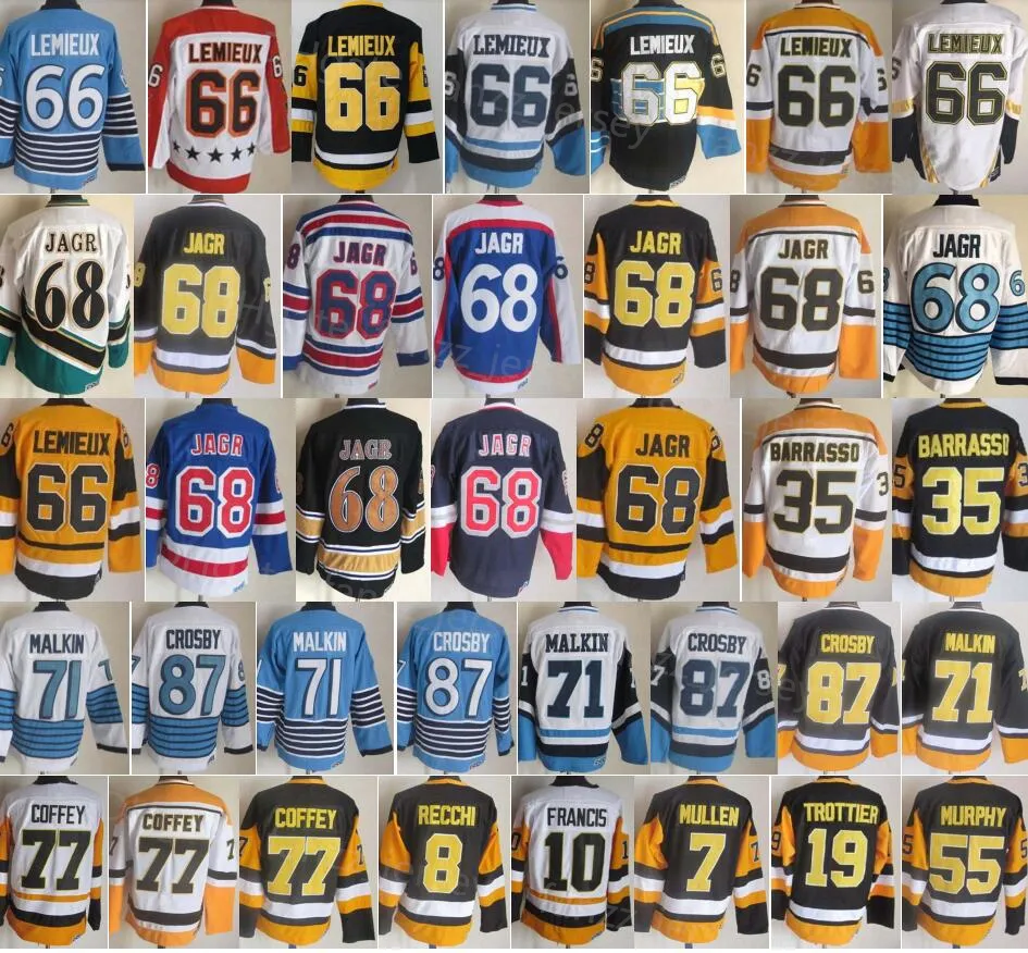 CCM Vintage Retro Hockey 66 Maillot Mario Lemieux Jaromir Jagr Tom Barrasso Paul Coffey Bryan Trottier Joe Mullen Mark Recchi Larry Murphy Evgeni Malkin Sidney Crosby