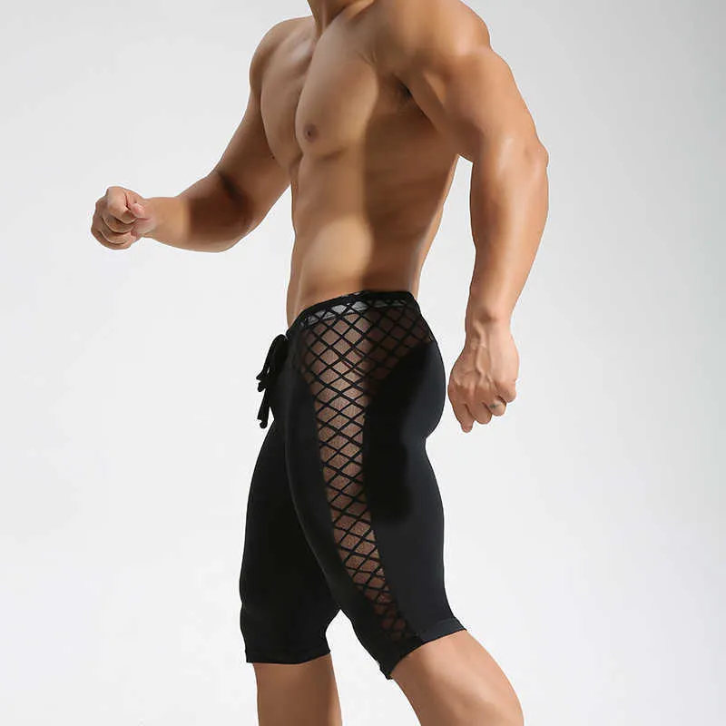 Pantaloncini patchwork in rete fitness da uomo, pantaloni corti ad asciugatura rapida da uomo, leggings da uomo, pantaloncini da uomo 210714