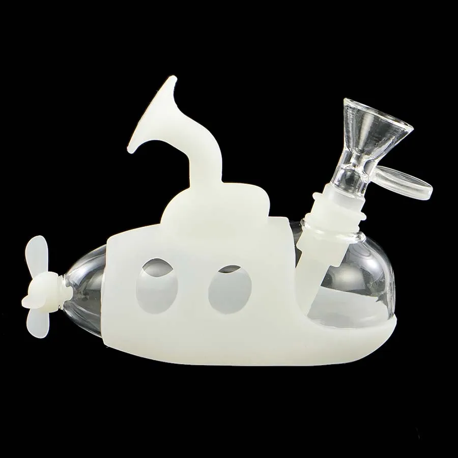 4.9 "Roken Waterleidingen Siliconen Tabak Handpijp Hookah Rook Tool Glow in the Dark Submarine