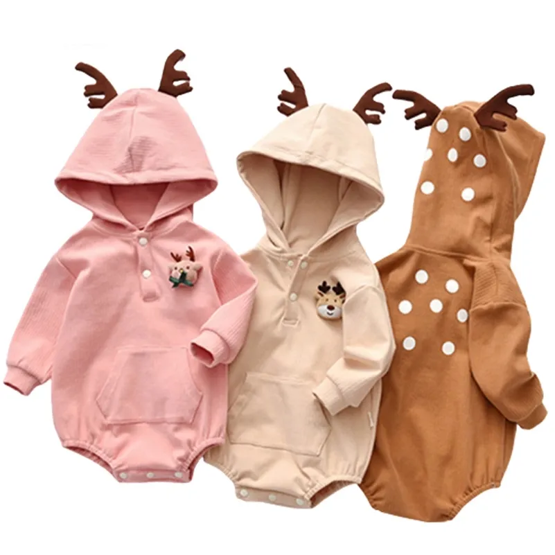 Christmas Bodysuit Autumn Winter Girls Jumpsui Clothing Xmas Deer Style Baby Boys Jumpsuits Toddler Boy Clothes 210417