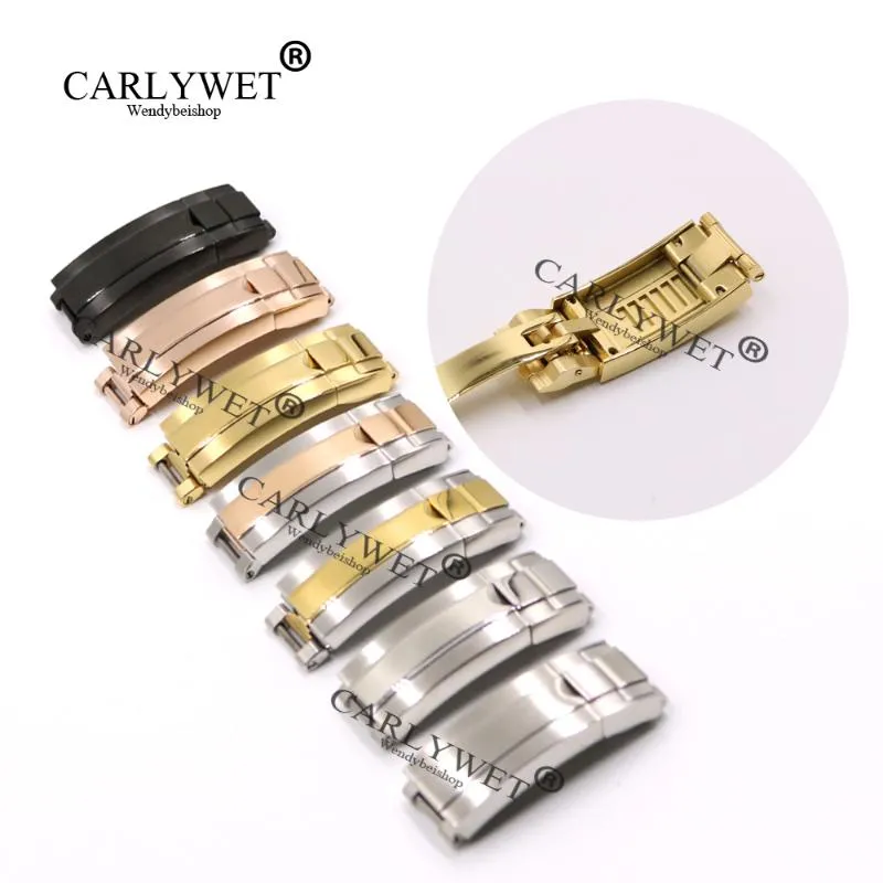 9mm X Brush Polish Stainless Steel Watch Buckle Glide Lock Clasp For Band Bracelet Straps Rubber Bands340H