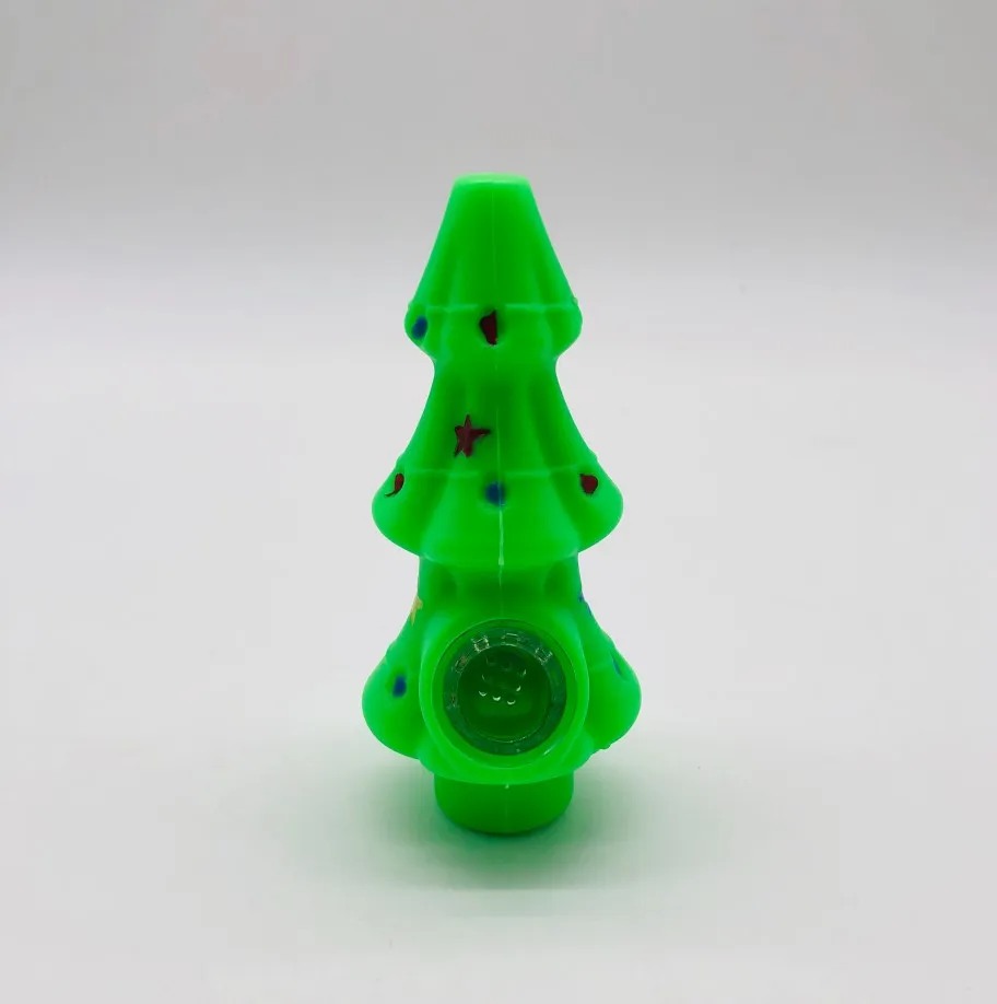 Árvore de Natal Forma de silicone Tubulação de fumo Dab Rig Rig Bong Bongo Recycler Water Tubulações 4.8inch