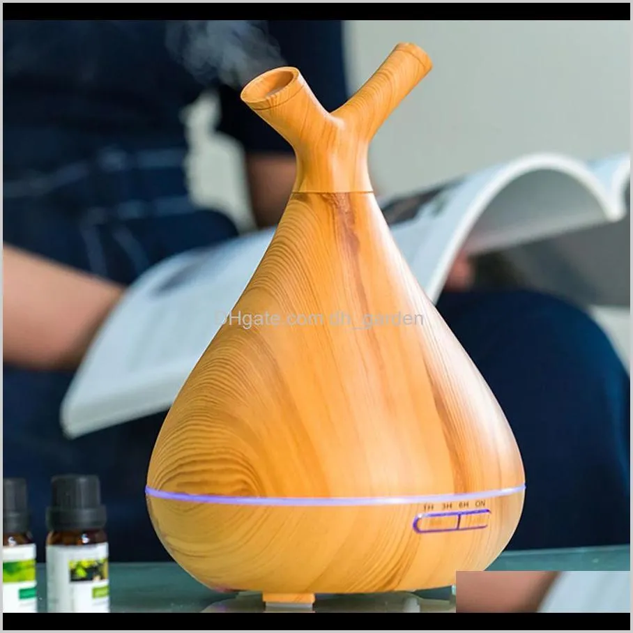 400ml electric aroma air diffuser wood grain ultrasonic led humidifier essential oil aroma branch shaped essential oil diffusers dh1196