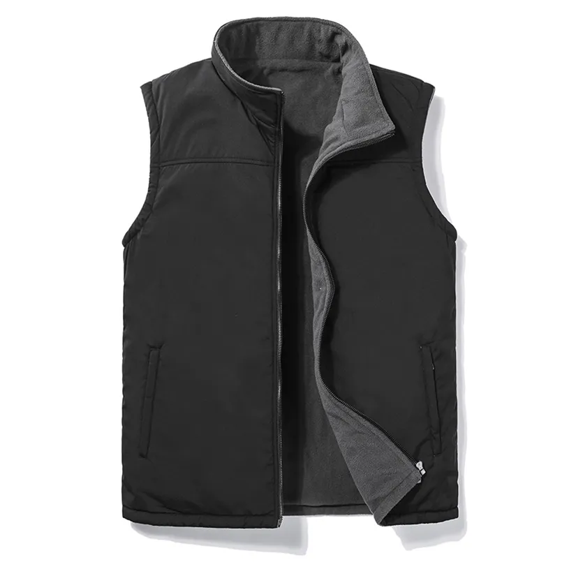 Men Autumn Thick Sleeveless Vest Jacket WaistCoat Men's Winter Casual Warm Vests Outwear Fleece 5XL 210925