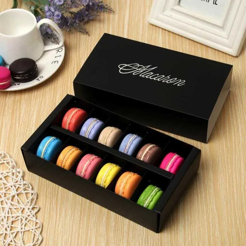 Macaron Box Holds 12 Cavity 20*11*5cm Food Packaging Gifts Paper Party Boxes For Bakery Cupcake Snack Candy Biscuit Muffin Box LX2561