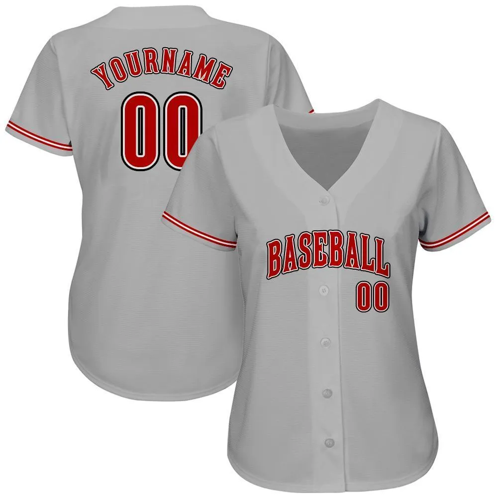 Custom Women grey Baseball Jersey 1765765