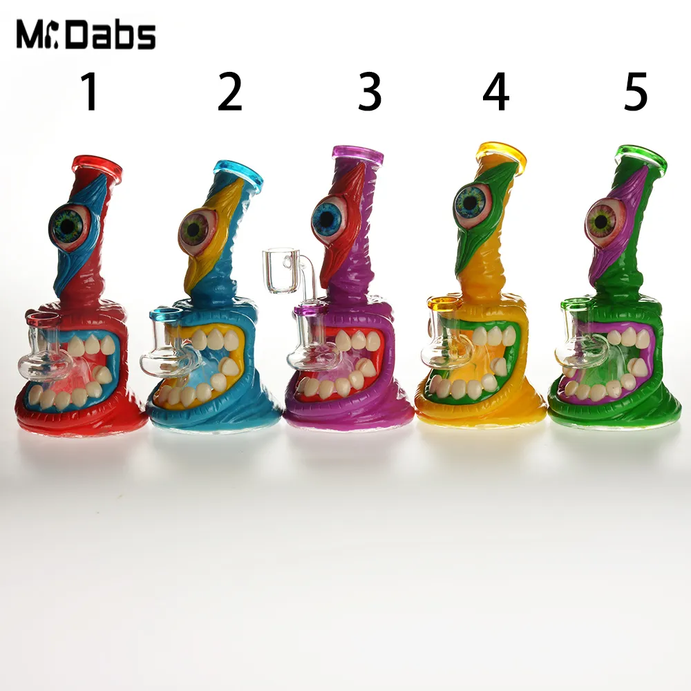 Tubo per l'acqua in vetro colorato da 6,5 pollici di altezza con giunto femmina al quarzo da 4 mm e 14 mm per narghilè Dab Rig Oil RigS