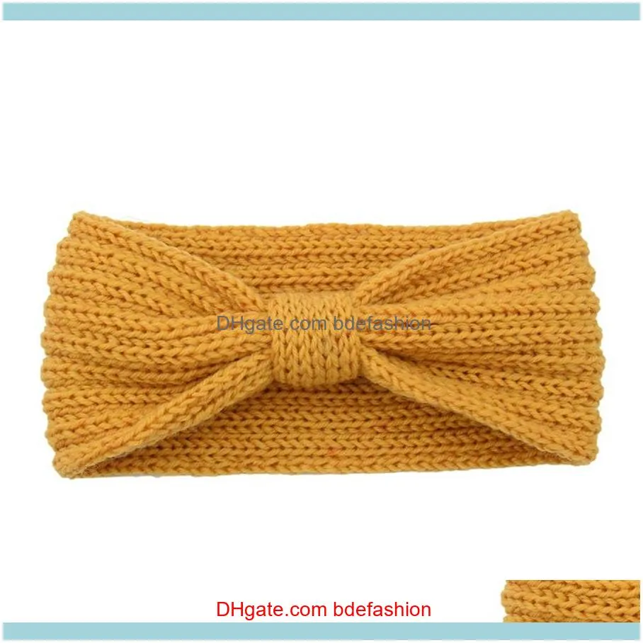 28 Colors Winter Knitted Headband Women Ear Warmer Knot Hairband Lady Crochet Wide Stretch Headwrap Turbans TTA1793