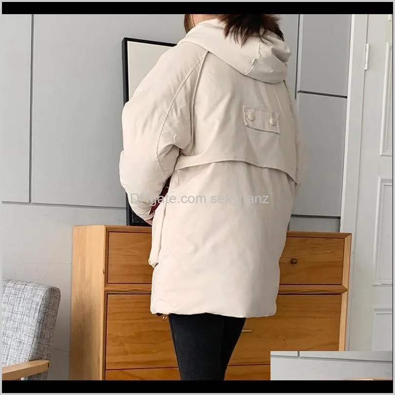 short winter jacket women oversize parka coat warm thick pocket cotton coat female loose hoode padded women winter jacket dd2405