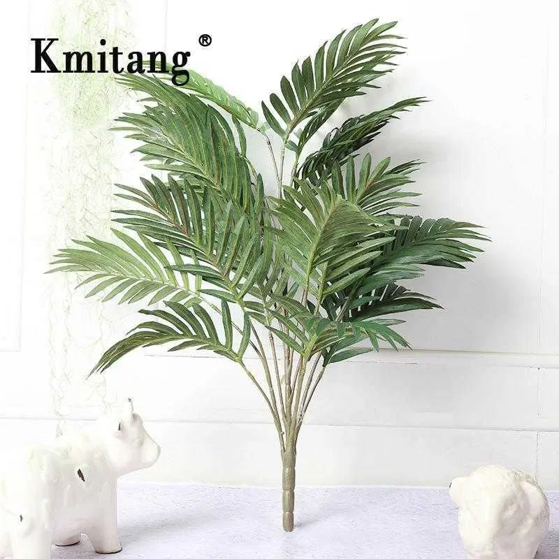 70 cm 21heads Büyük Tropikal Palmiye Ağacı Yeşil Bitki Şube Ipek Palmiye Sahte Monstera Buketi Ev Bonsai Dekorasyon Için 210624
