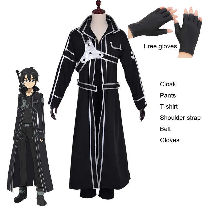 Anime Kirigaya Kazuto Cosplay Costumes Sword Art Online Kirito Shoes Alicization Wigs Boots Uniform Set Adult Unisex00 (15)