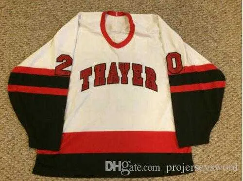 #20 Jeremy Roenick Thayer Academy High School Jersey 100% Stitched Embroidery s Hockey Jerseys White 