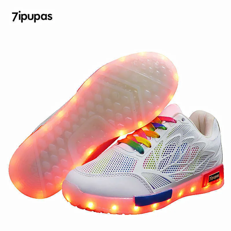 7ipupas Children USB Charging kids Led shoes Air mesh LED Luminous sneakers Casual Boys Girls breathable Sneakers Glowing Shoes