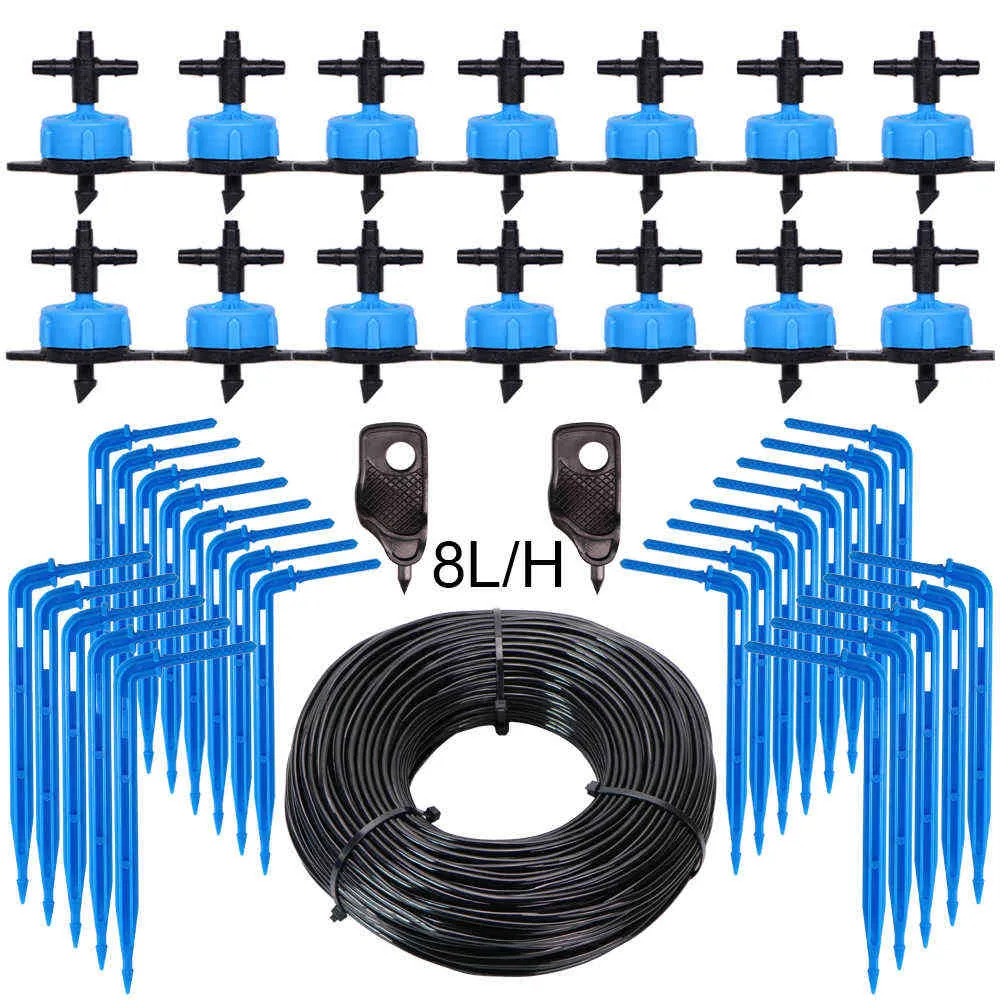 Сад 3/5 мм Шланг капельницы полива системы 2-х способы передатчик 2L 4L 8L устойчивый поток набор для цветов теплиц 210610
