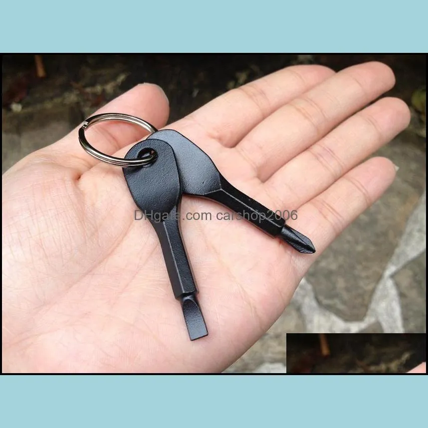Pocket Outdoor Tool Screwdriver Stainless Steel Key Ring Keychain Multi Tool Key Pendants Key Ring multifunction Screwdriver KKA7784
