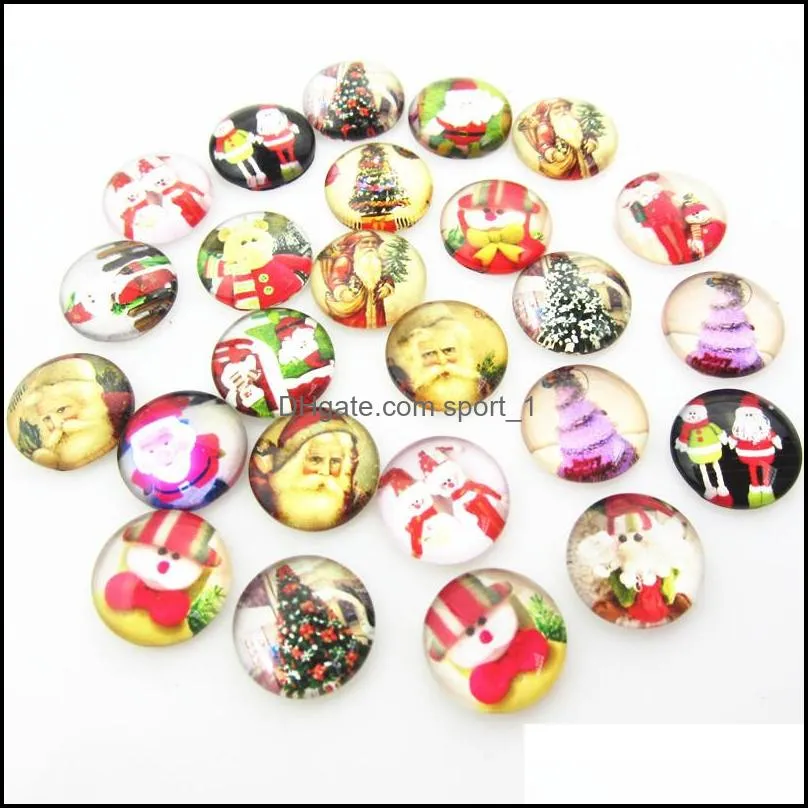 NOOSA Christmas Snap Button Jewelry 100pcs/lot Mixed 18mm Snaps Buttons 18mm Christmas Glass Button Noosa Button Diy Bracelet