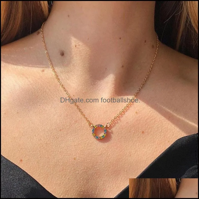 Geometric Round Zircon Choker Necklaces For Women Girls Bijoux Vintage Gold Color Rhinestone Necklace Fashion Jewelry Christmas Gift