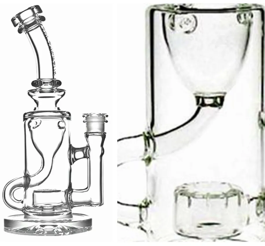 9,5 polegadas Hookahs Klein Dab Rig Glass Bongs Torus Bongo Recycler Petróleo Plataformas De Fumadores Tubos de Água Conjunto tamanho 14.4mm preço barato navio grátis