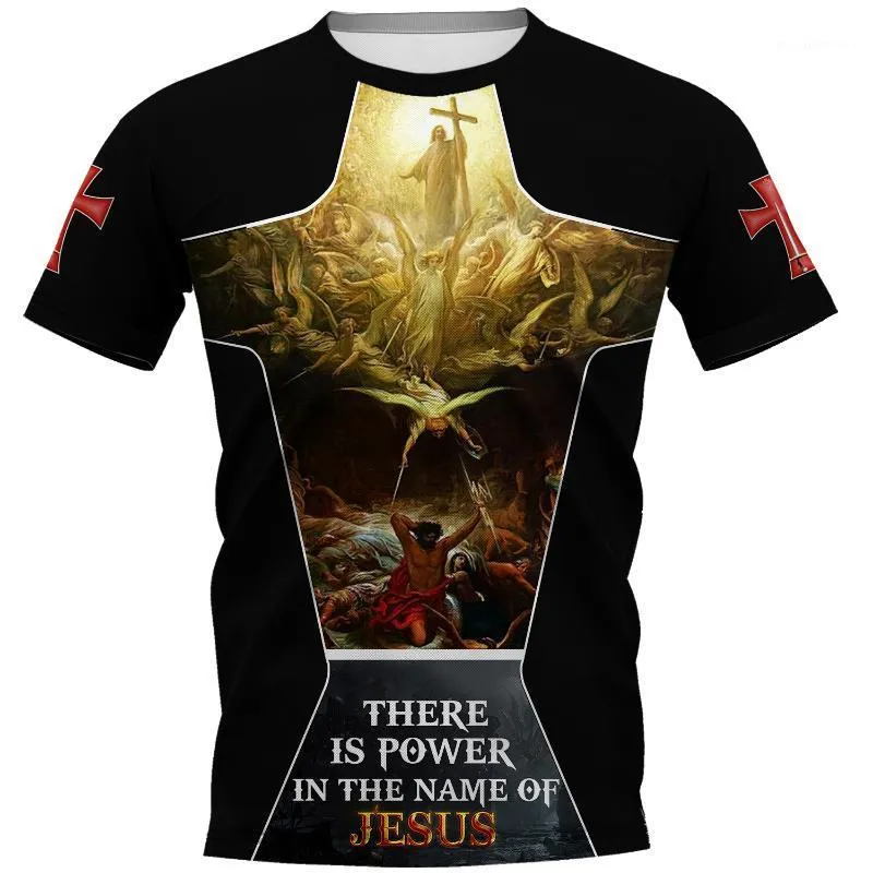 T-shirt da uomo PLstar Cosmos Cavaliere Templare Gesù T-shirt stampata 3D Harajuku Streetwear T-shirt Hip Hop Uomo per donna Manica corta 08