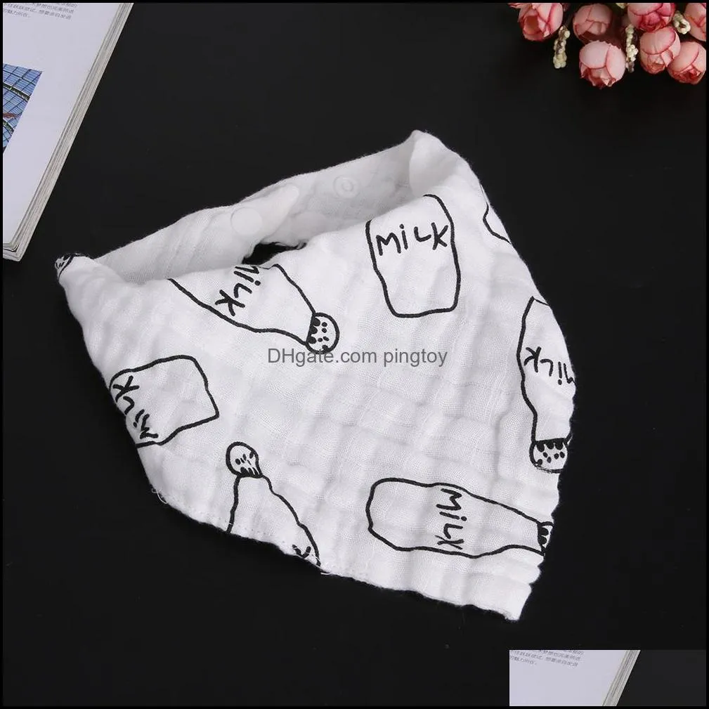 Cotton Baby Bibs Cute Milk Bottle Triangle Print Kids Infant Head Scarf Bandana Feeding Burp Cloths Saliva Towel for Girls Boys