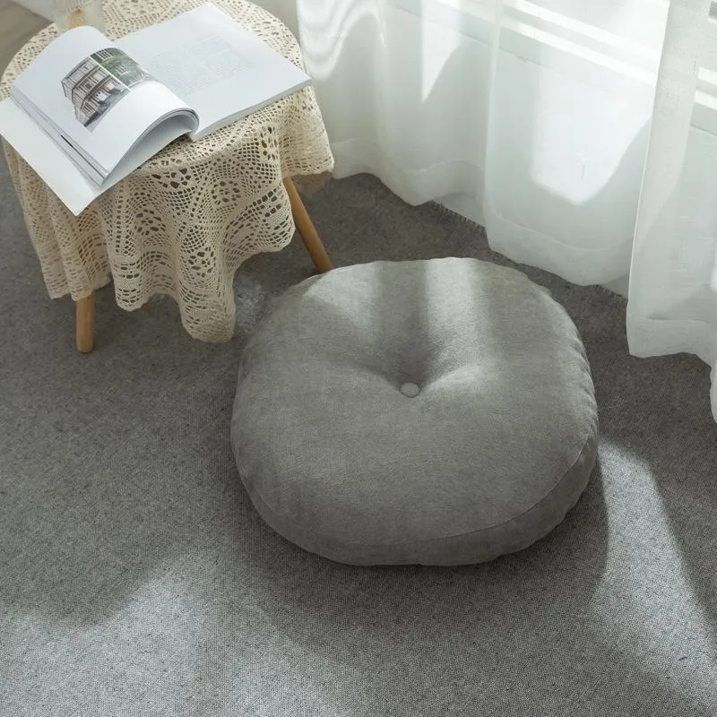 Cushion/Decorative Pillow Round Shape Cotton Linen Seat Cushion Silk Core Tatami Home Decoration Soft Car Sofa 3 Size