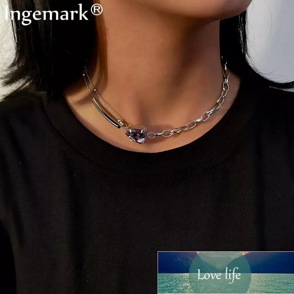 Punk cubain court collier ras du cou Collares Goth couleur argent grosse chaîne en métal lourd en acier inoxydable collier hommes femmes bijoux