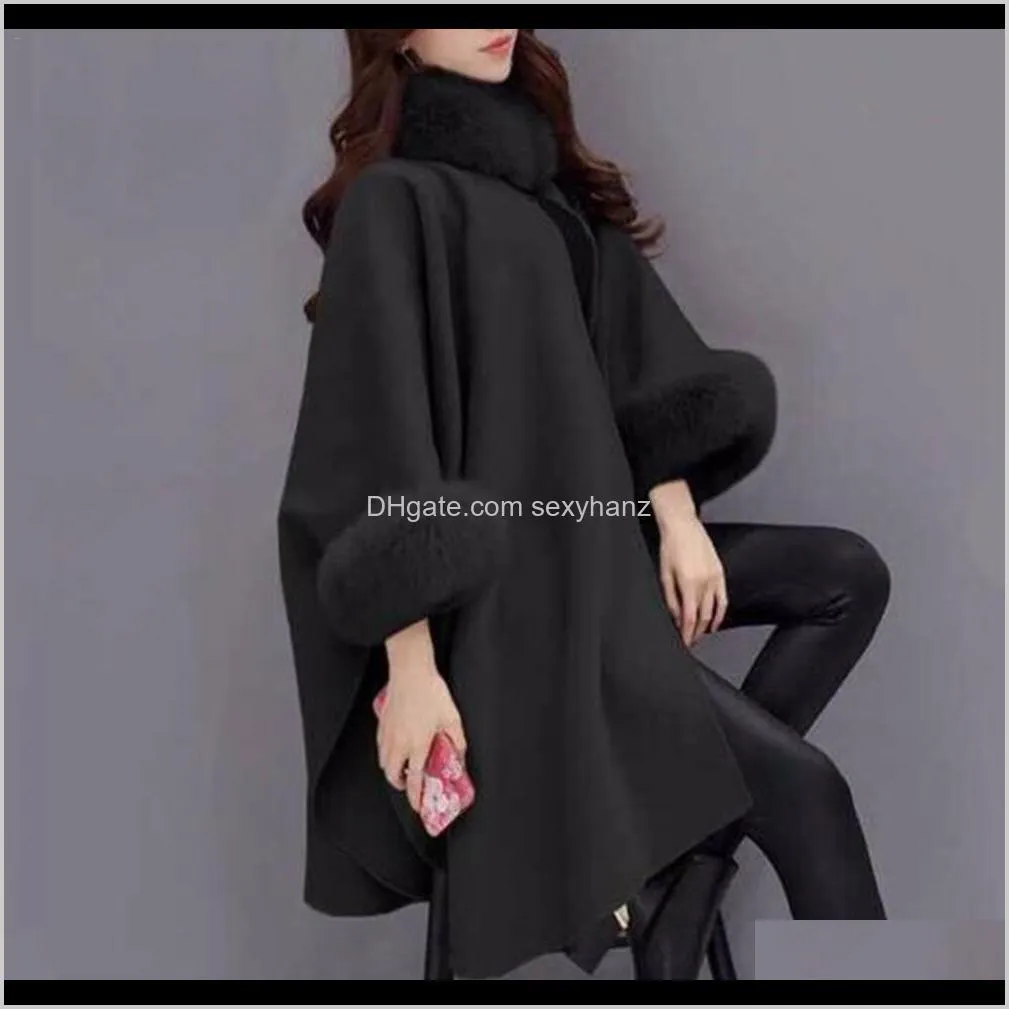 xxl plus size long winter coat women cotton overcoat camel poncho knitwear shawl cape feminino warm outerwear poncho femme