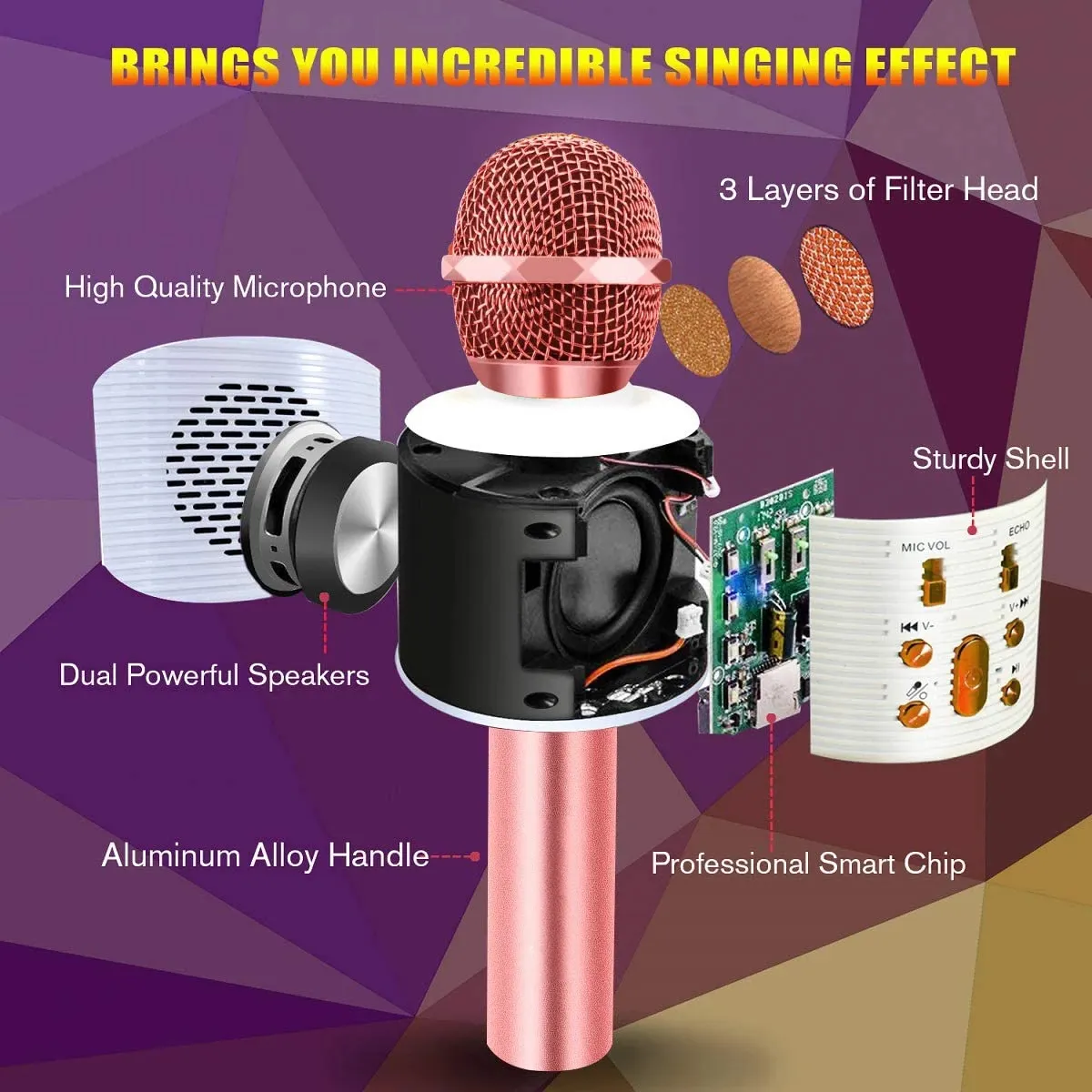  FISHOAKY Karaoke Microphone, Kids Karaoke Microphone