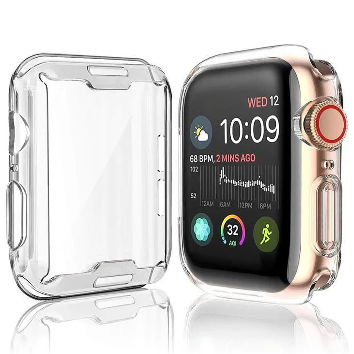 Case for Apple Watch Iwatch Series 7 38mm 40mm 2021 Ny Iwatch 7 41mm 45mm Allround skyddsfall TPU HD Klar ultra-tunt lock