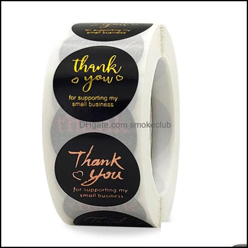 500pcs 1inch Paper Round Label Thank You Stickers For Wedding Gift Card Business Packaging Baking Stationery Decor