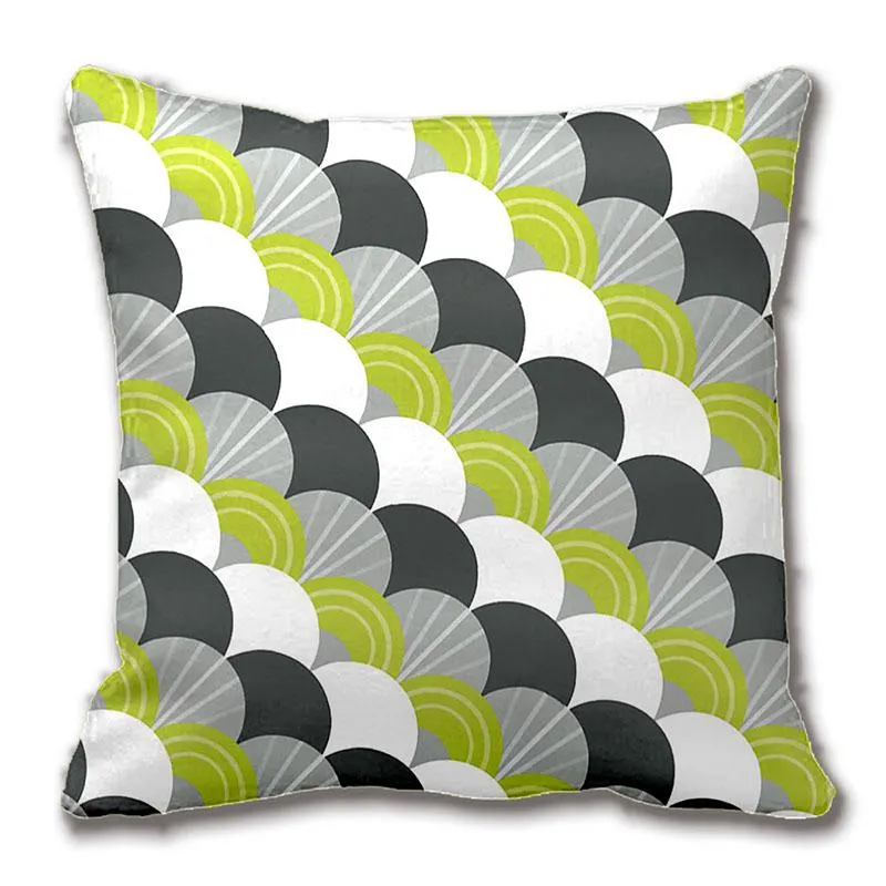 Modern Scallop Fan Pattern Charcoal Grey Green Throw Pillow Decorative Cushion Cover Case Customize Gift By Lvsure Cushion/Decorative