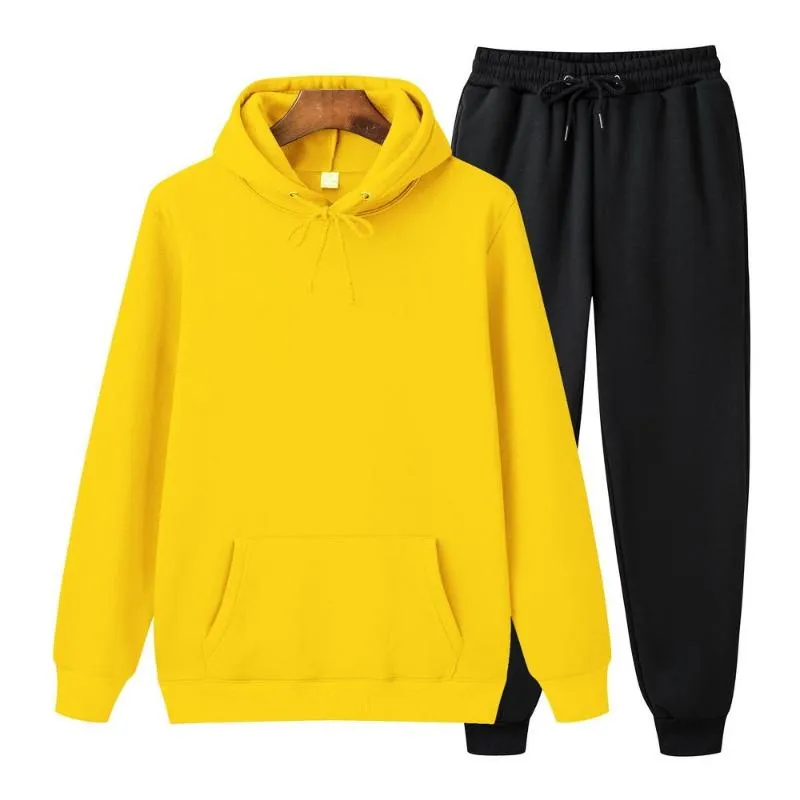 Märke Vinter Hoodie Suit Woman Byxor Tracksuit Casual Men Pullover Black Fleece Jogger Elastic Sweatshirt Fashion Men's Tracksuits