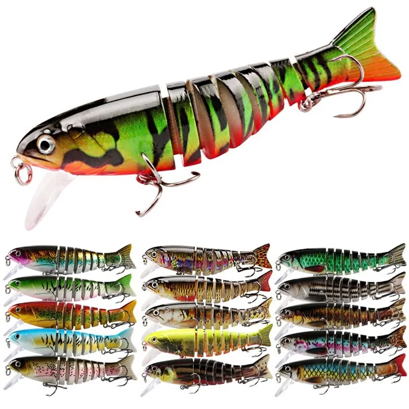 3D pesca iscas 11cm 17g afundando wobblers 8 segmentos multi articulado swimbait duro isca de pesca tackle para baixo isca crankbait 577 z2