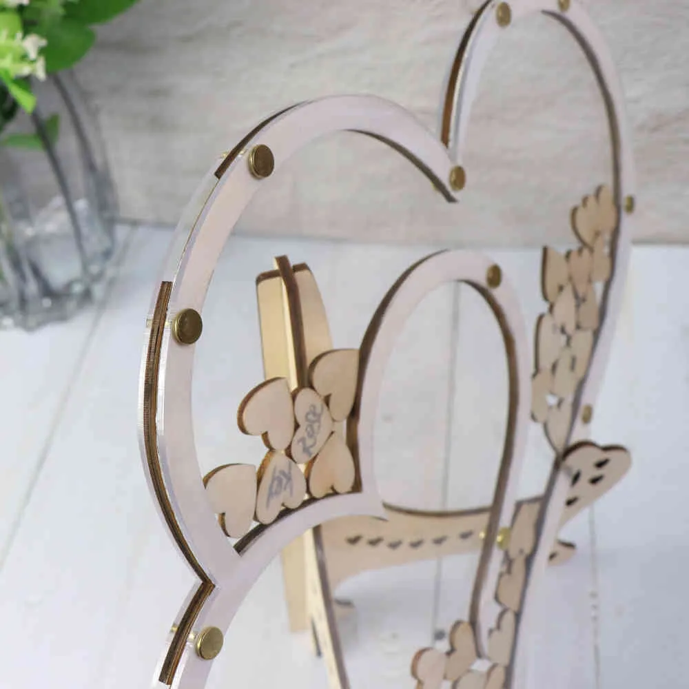 Double Heart shape Wedding guest book Decoration Rustic Sweet Heart Drop box Wedding drop box 3D Guestbook wooden box (6)