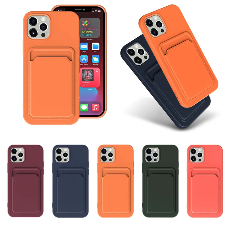 Silicone Phone Cases For iPhone 14 Plus 13 12 Pro Max XR xs 7 8 SE iphone14 Soft TPU Wallet Card Holder Case cover