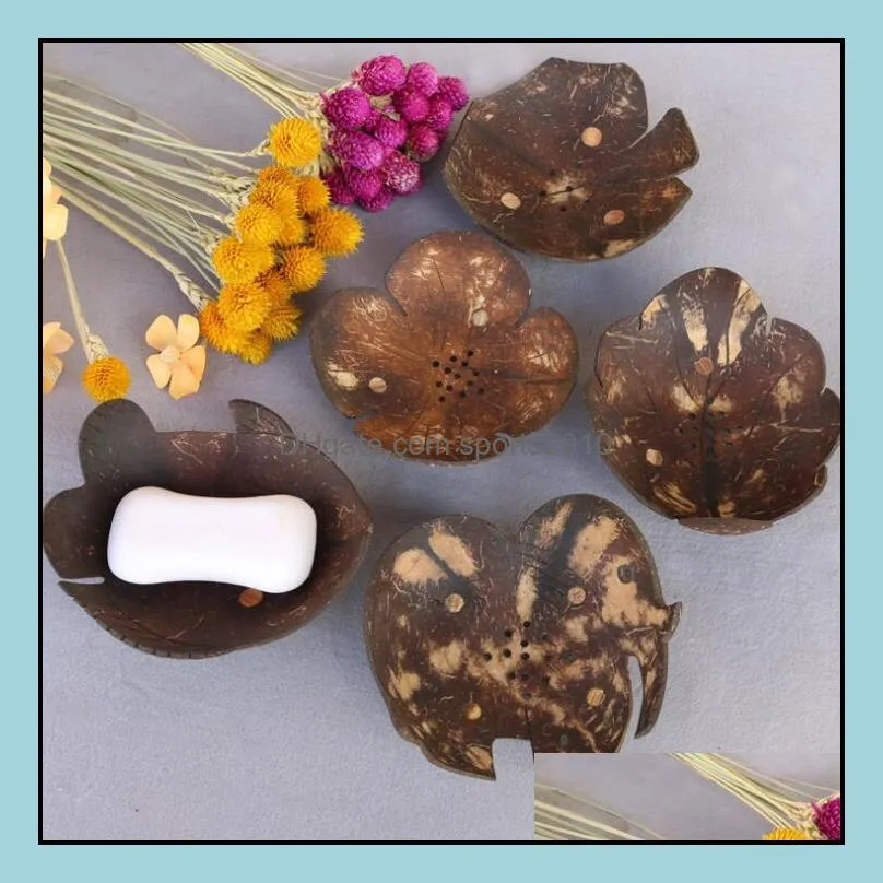 Creative Soap Dishes From Thailand Retro Wooden Bathroom Soap Coconut Shape Soap Dishes Holder Home Accessories LX1742