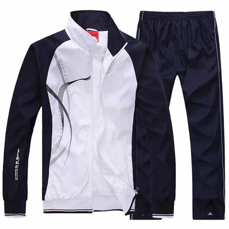 Men's Sportswear Set Autumn Print Basketball training Sport Suit Two pieces Jacket+Pant Sweatsuit Male Brand Clothing Tracksuit Y0831